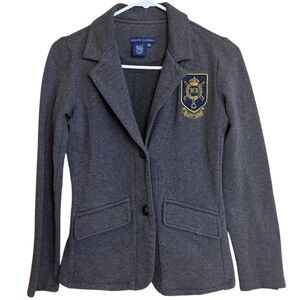 Ralph Lauren Polo Gray Women's Blazer Crest Patch Cotton Blend soft - XS